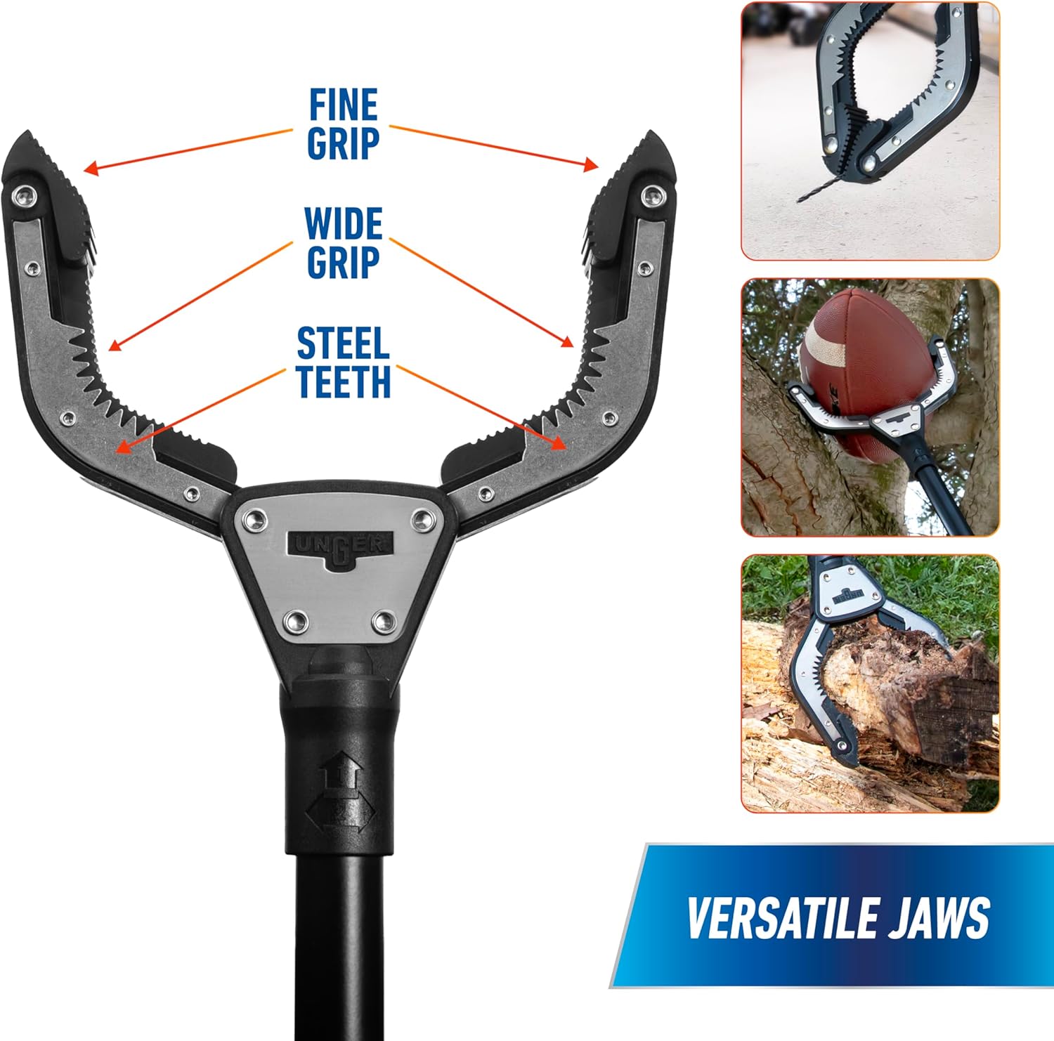 Professional 42.5” Rugged Reacher Grabber Tool with Rotating Head, Outdoor Trash Picker Upper, Heavy Duty Claw