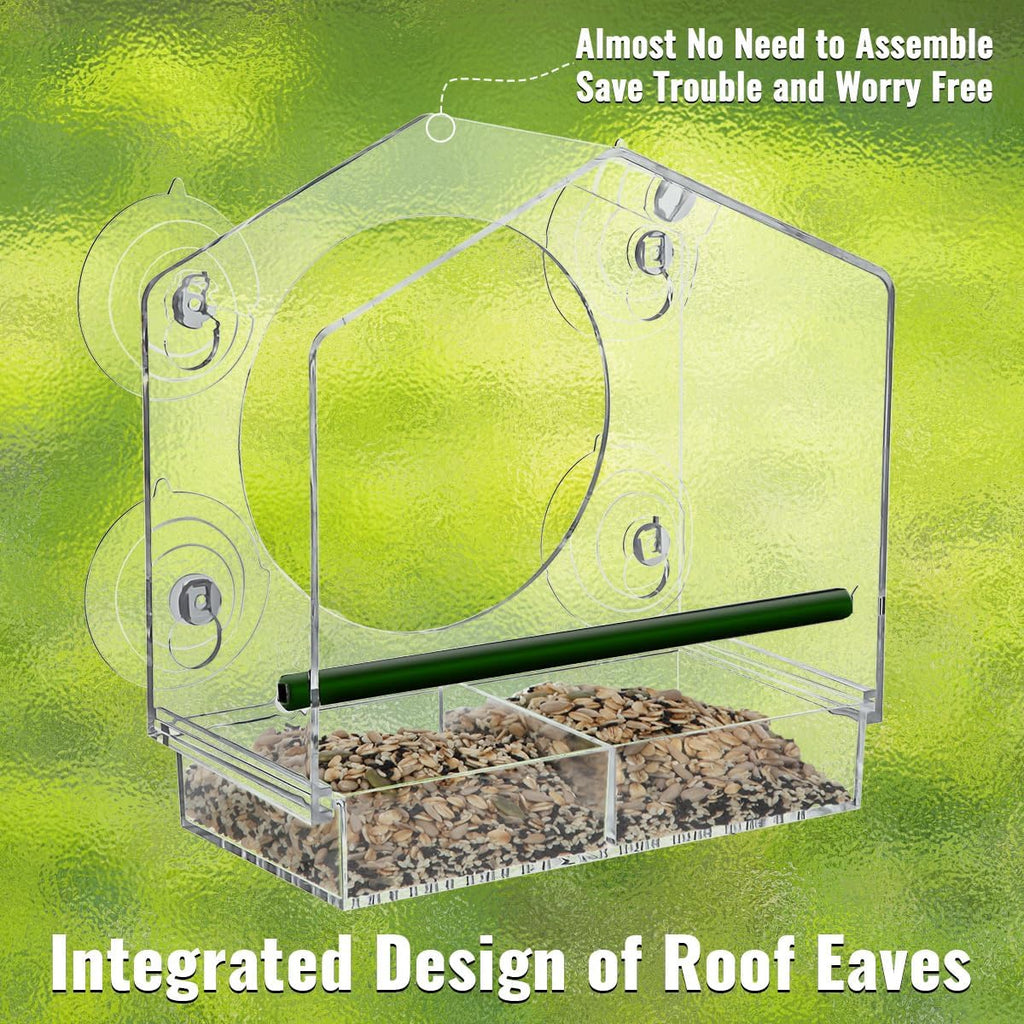Window Bird Feeder with Strong Suction Cups - Slide-Out Tray