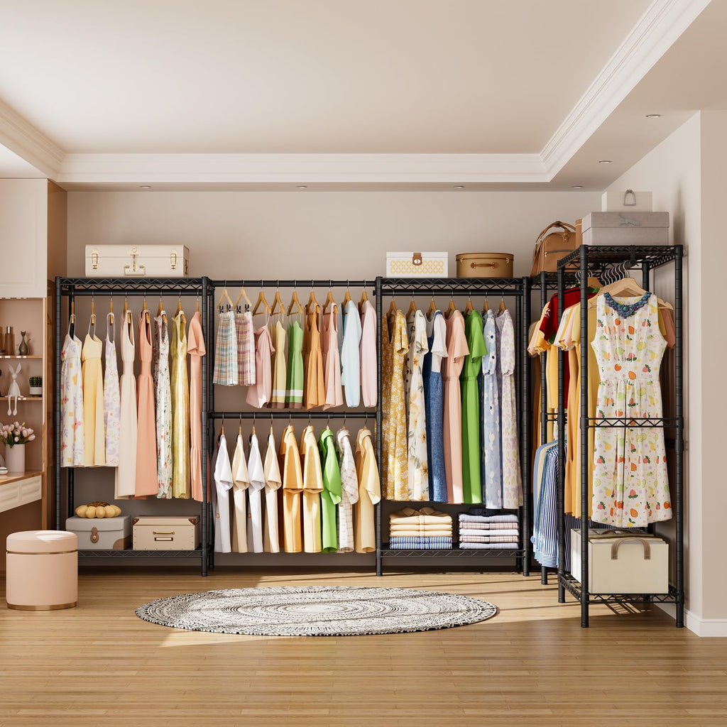 Heavy Duty Portable Closet Metal Clothes Racks Wardrobe with Shelf