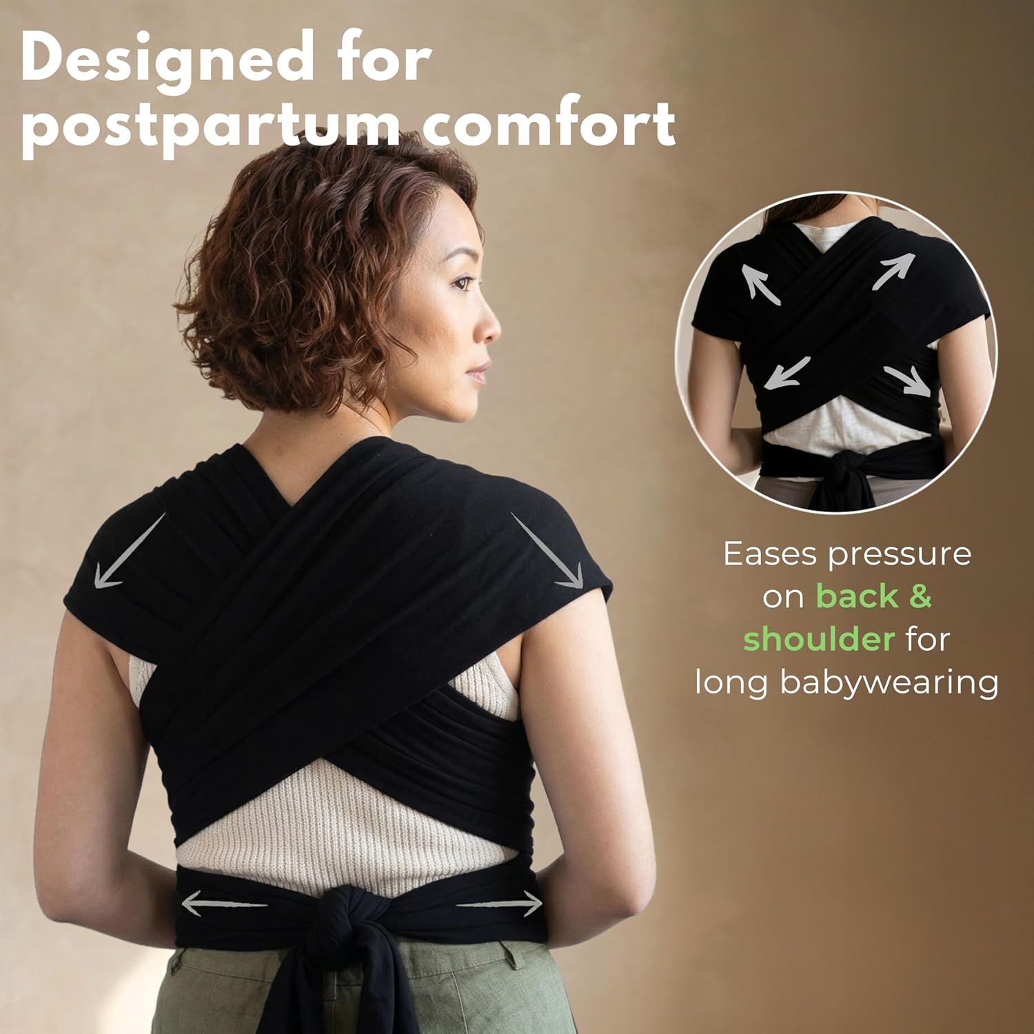Black Baby Wrap Carrier - Lightweight, Breathable Baby Sling, Hands Free Baby Carrier Sling, Baby Carriers from