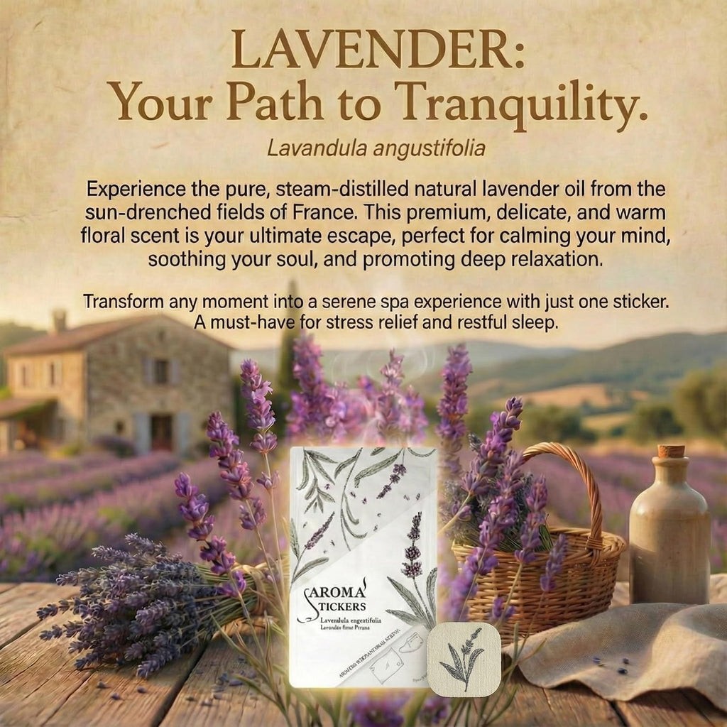 (Lavender, Pack of 1) - 100% Natural Essential Oil Scented Mask Stickers for Face Mask & Pillow (12 Stickers/pc)