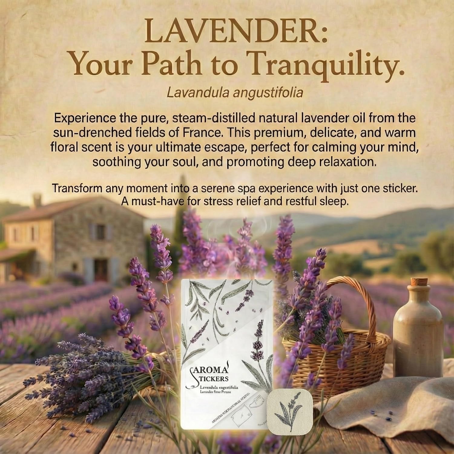 (Lavender, Pack of 1) - 100% Natural Essential Oil Scented Mask Stickers for Face Mask & Pillow (12 Stickers/pc)