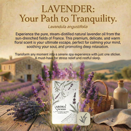 (Lavender, Pack of 1) - 100% Natural Essential Oil Scented Mask Stickers for Face Mask & Pillow (12 Stickers/pc)
