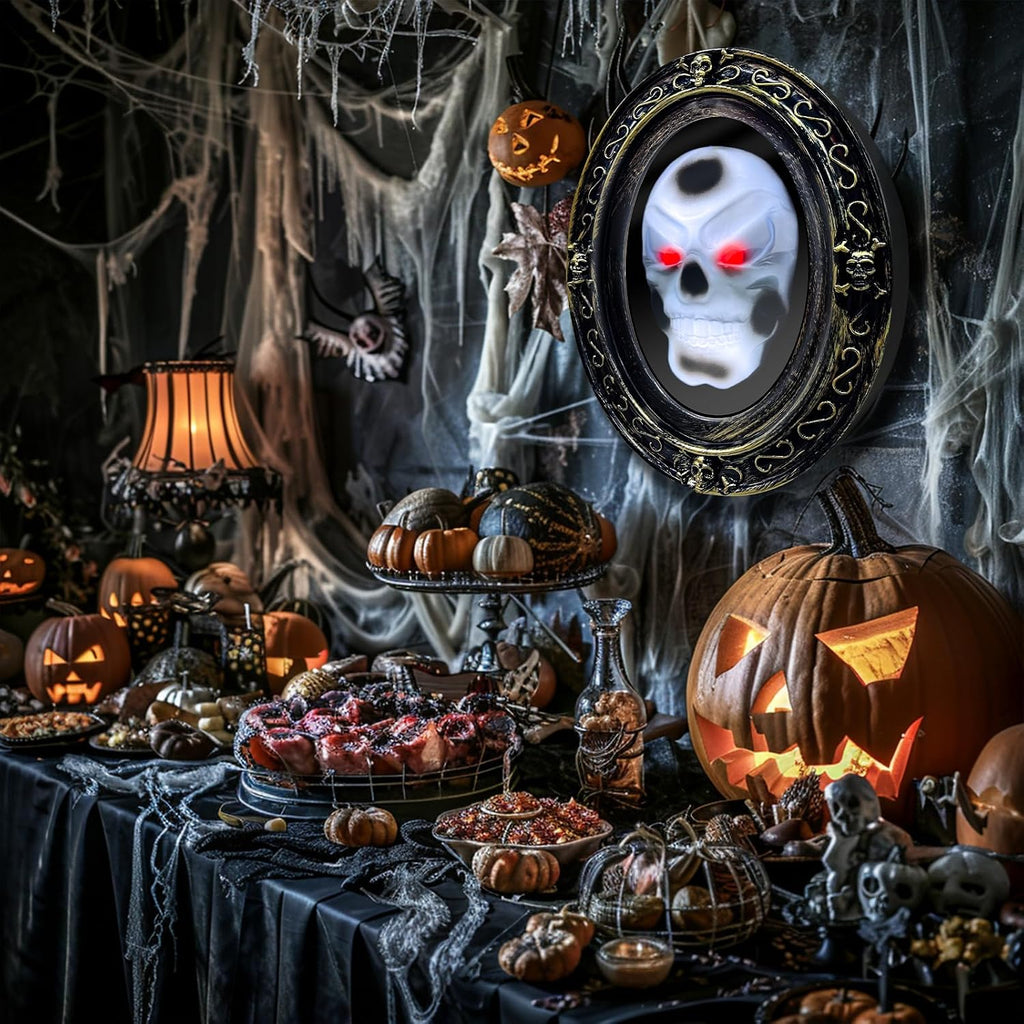 [ Motion Activated & Light Sensor Design ] Halloween Animatronic Talking Haunted Mirror with Creepy Sound and Light