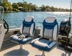 S1 Deluxe A Pair of Marine High Back/Low Back Folding Fishing Boat Seat for Fishing, Bass/Jon/Pontoon Boat Chairs, 4