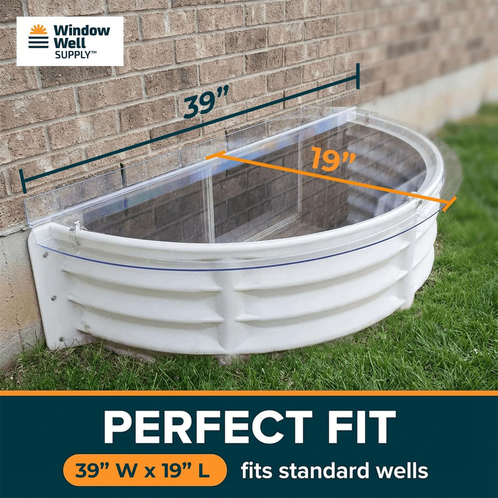 Just Cover It Basement Window Well Covers Outside Protection 39" W x 19" L