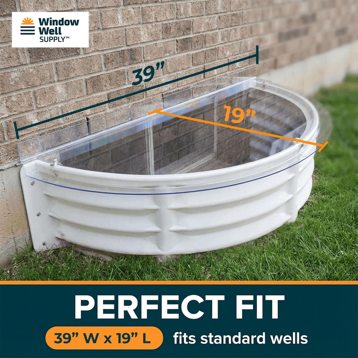 Just Cover It Basement Window Well Covers Outside Protection 39" W x 19" L