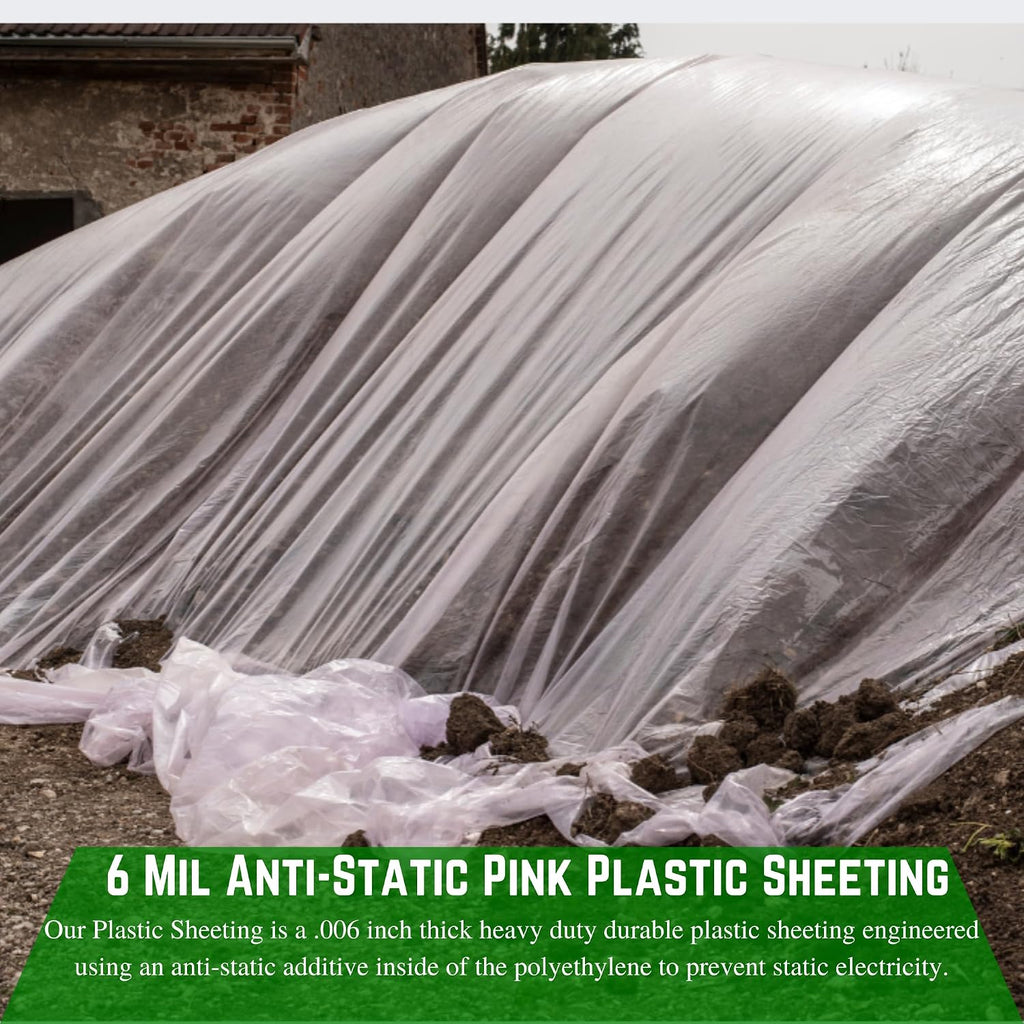 Anti-Static Pink Plastic Sheeting - 6 mil - Pink Plastic Tarp, Anti-Static Plastic Sheeting, Construction Plastic
