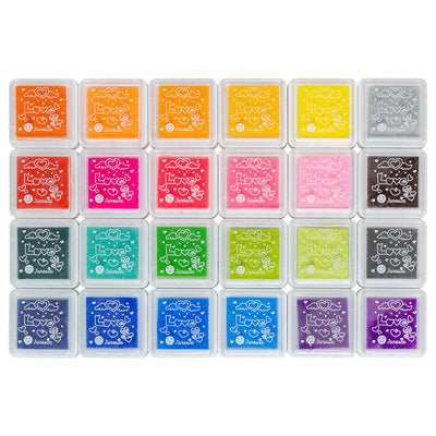 Ink Pad, 24 Colors Finger Washable Craft Ink Pad for Kids Stamp, 1.18X1.18''