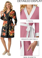 Womens Short Robes Summer Lightweight Bathrobe S-2XL