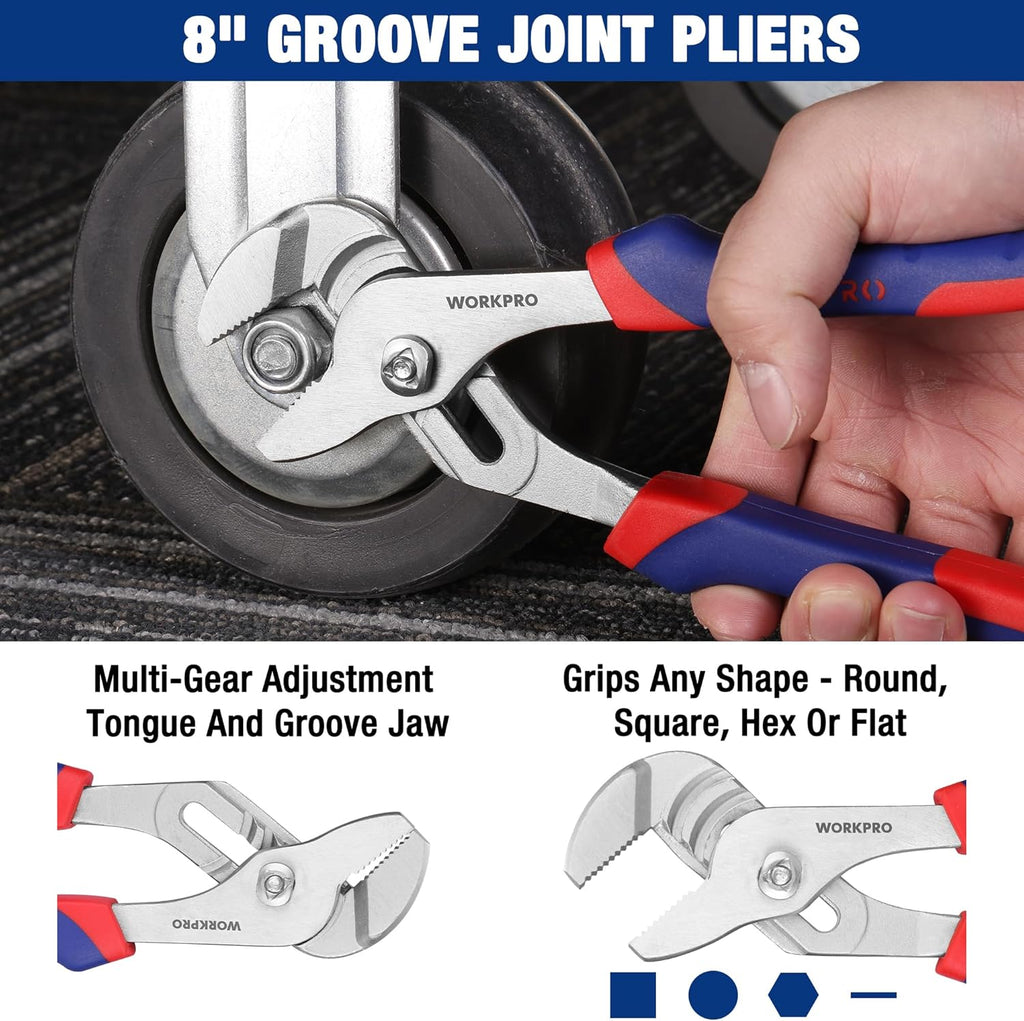 Pliers Set 4-piece Locking Plier Slip-joint Plier Groove Joint Pliers and Adjustable Wrench Home Maintenance Tool Kit