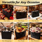 12 Pack Large Black Gift Bags with Handles & 24 Tissue Papers