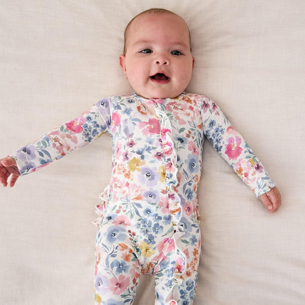 Ruffle Zippy, Pajamas, Viscose from Bamboo Baby Pajamas, Girls Sleepers, 2-Way Zipper