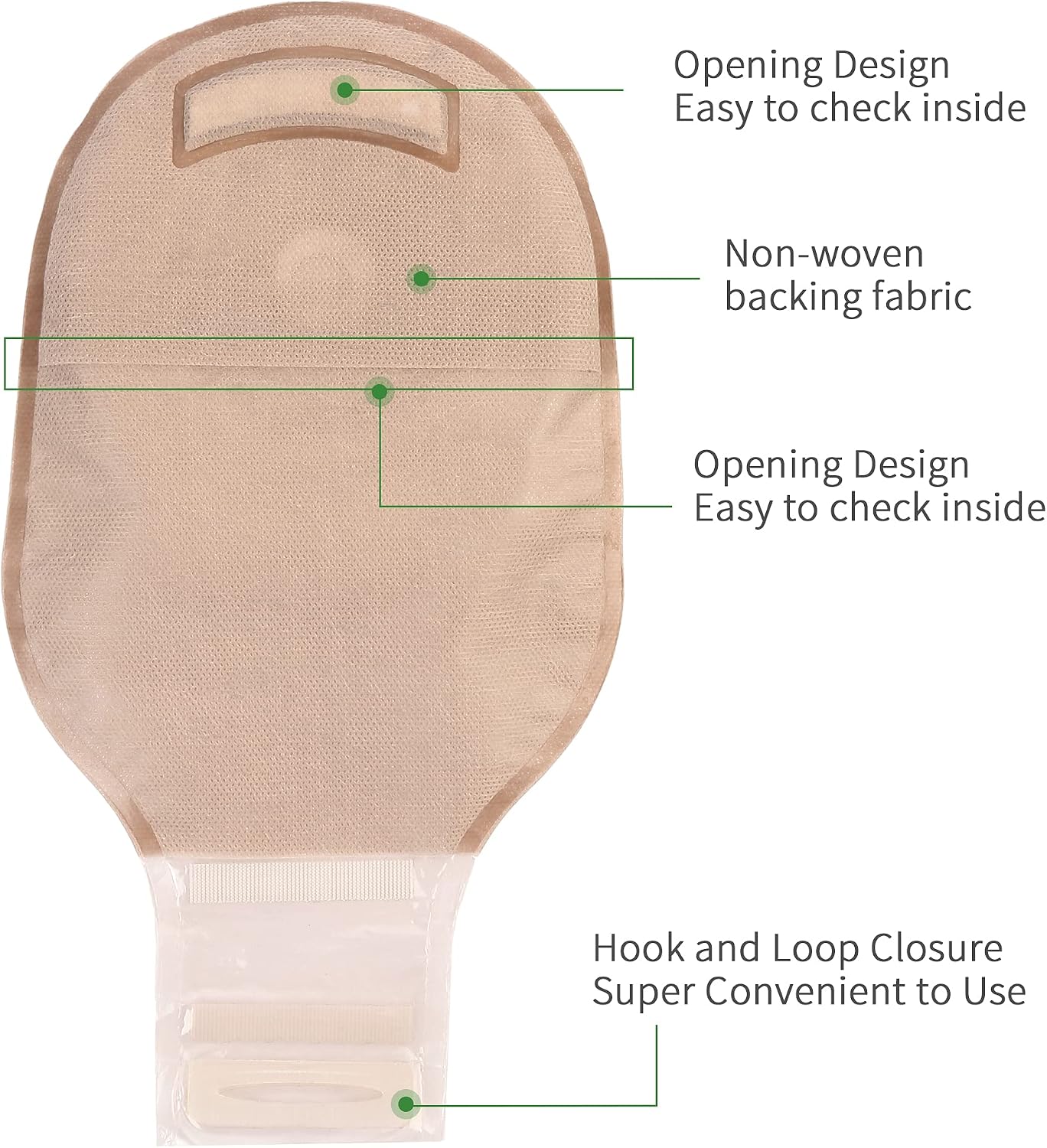 Ileostomy Supplies, 10 PCS Colostomy Bags, Two-Piece Colonoscopy Bags with Hook and Loop Closure for Stoma Care (No