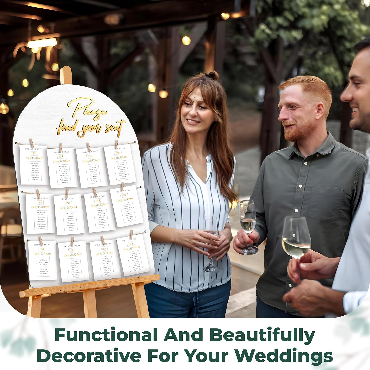 Wedding Seating Chart Board, Wood, 18x26 in, White