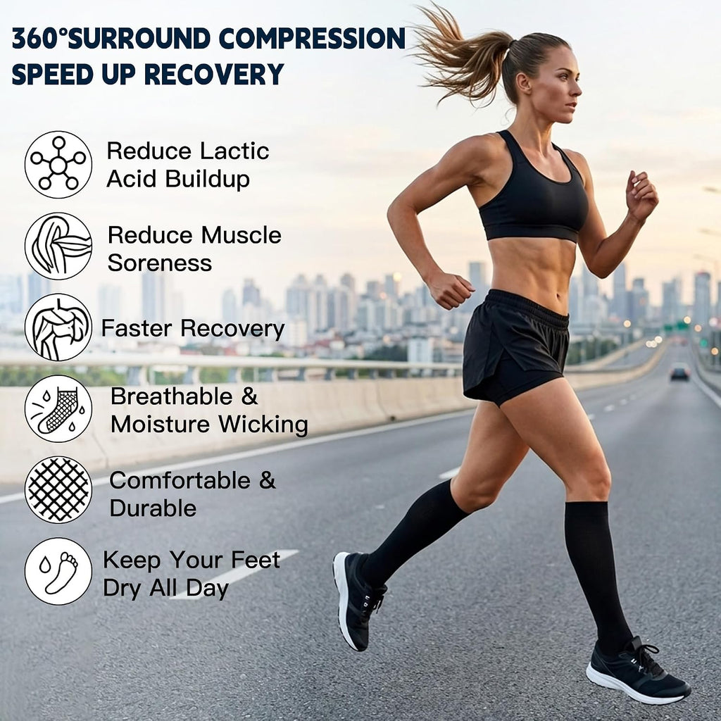 7 Pairs Copper Compression Socks for Men Women 20-30 mmHg Knee High Socks
