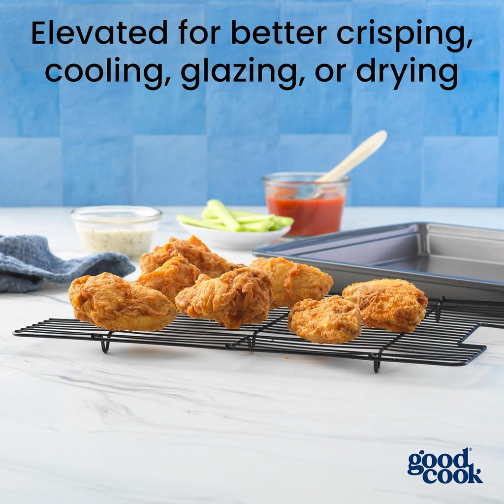 Nonstick Carbon Steel Baking Pan & Raised Wire Rack, 15x10.5-Inch