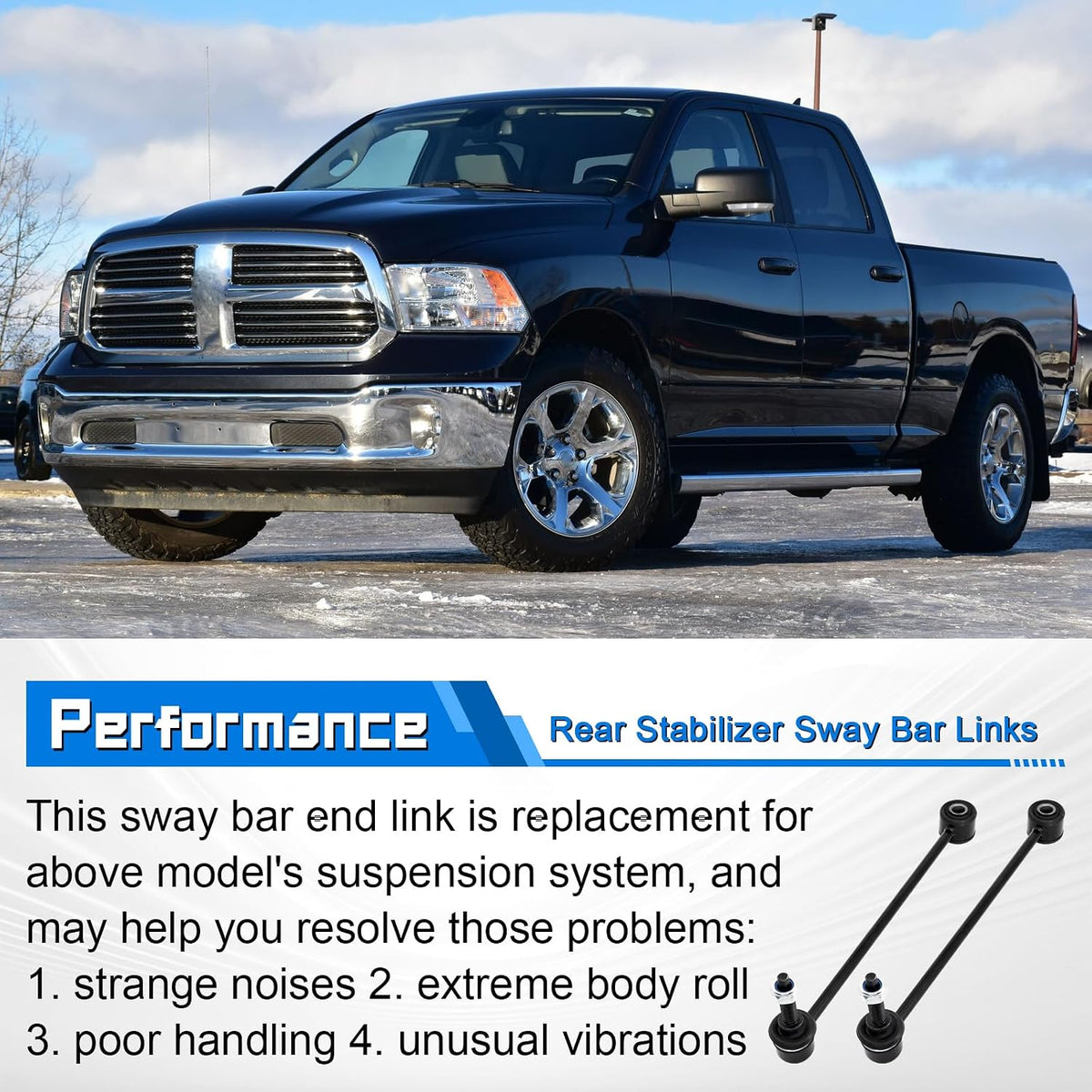 2 Pcs Rear Stabilizer Sway Bar Links, Compatible with 2009-2010 Dodge Ram 1500, 2011-2018 Ram 1500, 2019-2023 Ram 1500 Classic, Replace# K750396