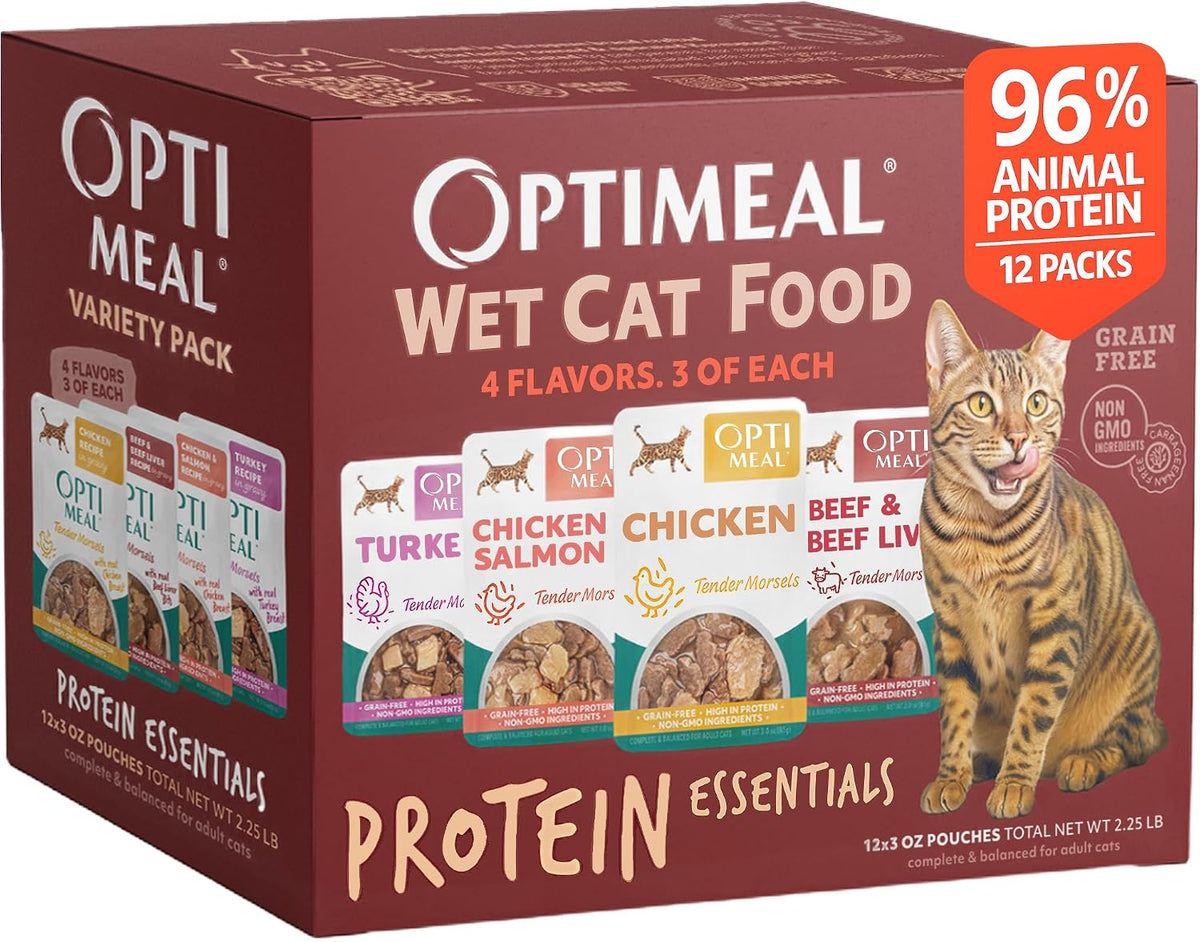 Wet Cat Food, Savory Protein Selection, Grain Free Morsels, 3oz, 12 Pouches