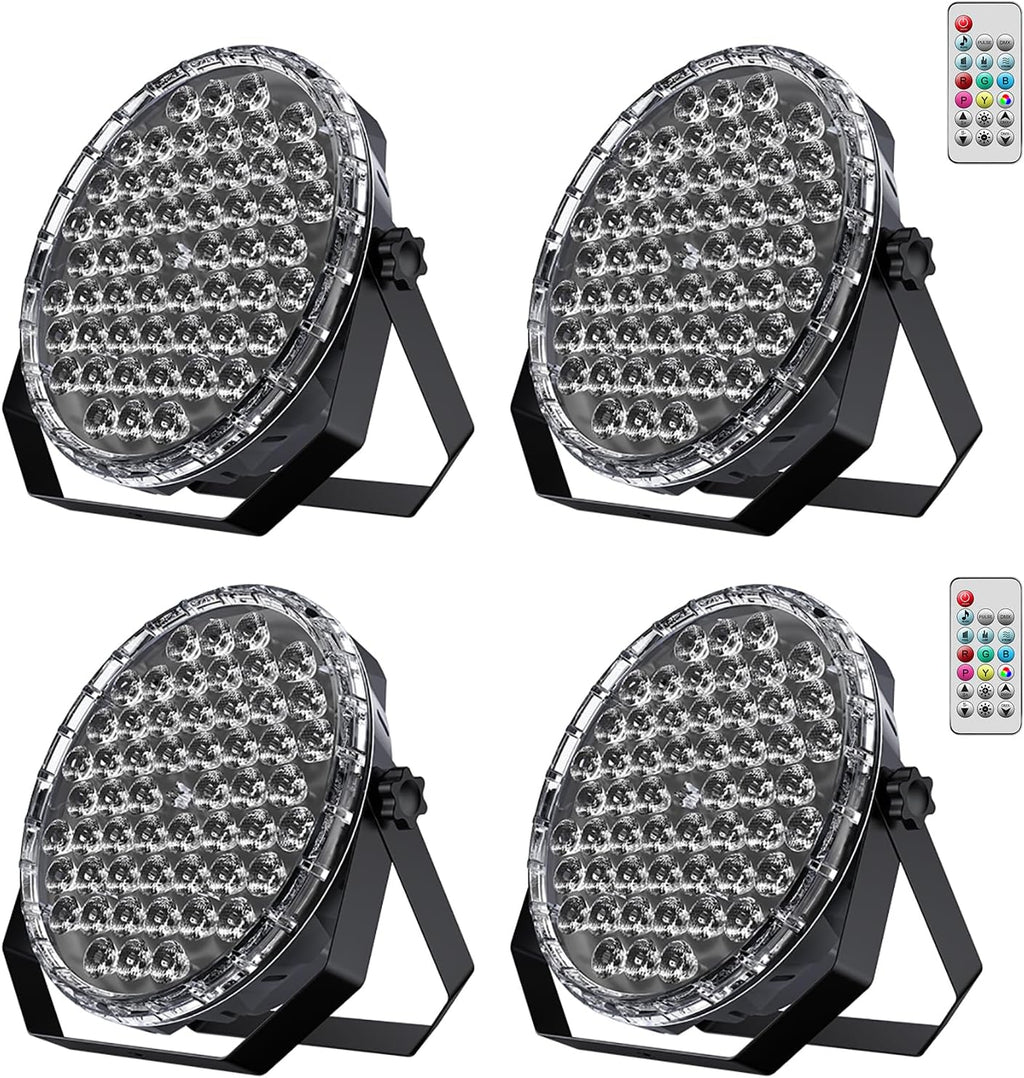 54x1W RGB LED Stage DJ Par Lights with Remote Control, 4 Pack | Ultra Slim,RGB,Remote Control,Ultra-Bright LED