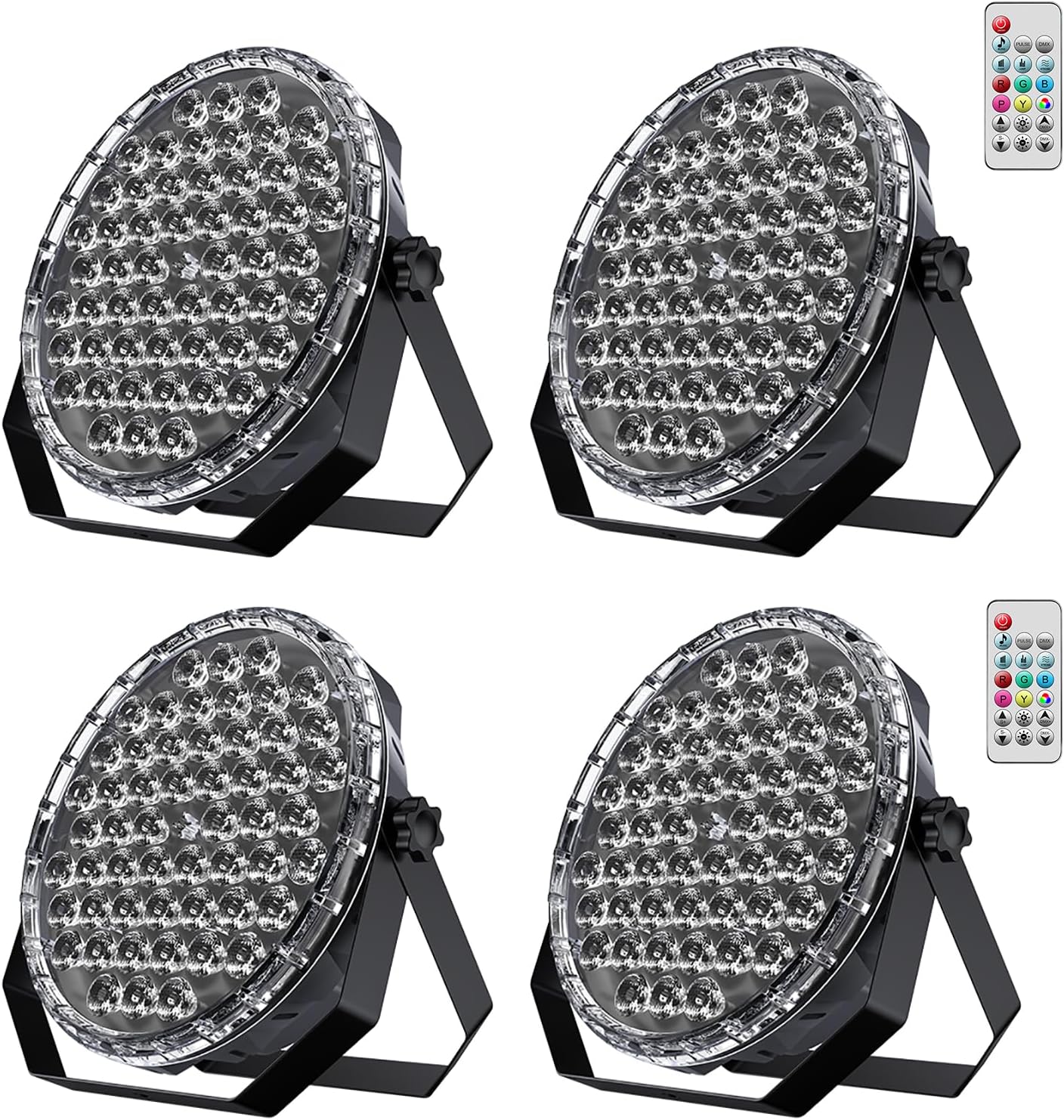 54x1W RGB LED Stage DJ Par Lights with Remote Control, 4 Pack | Ultra Slim,RGB,Remote Control,Ultra-Bright LED