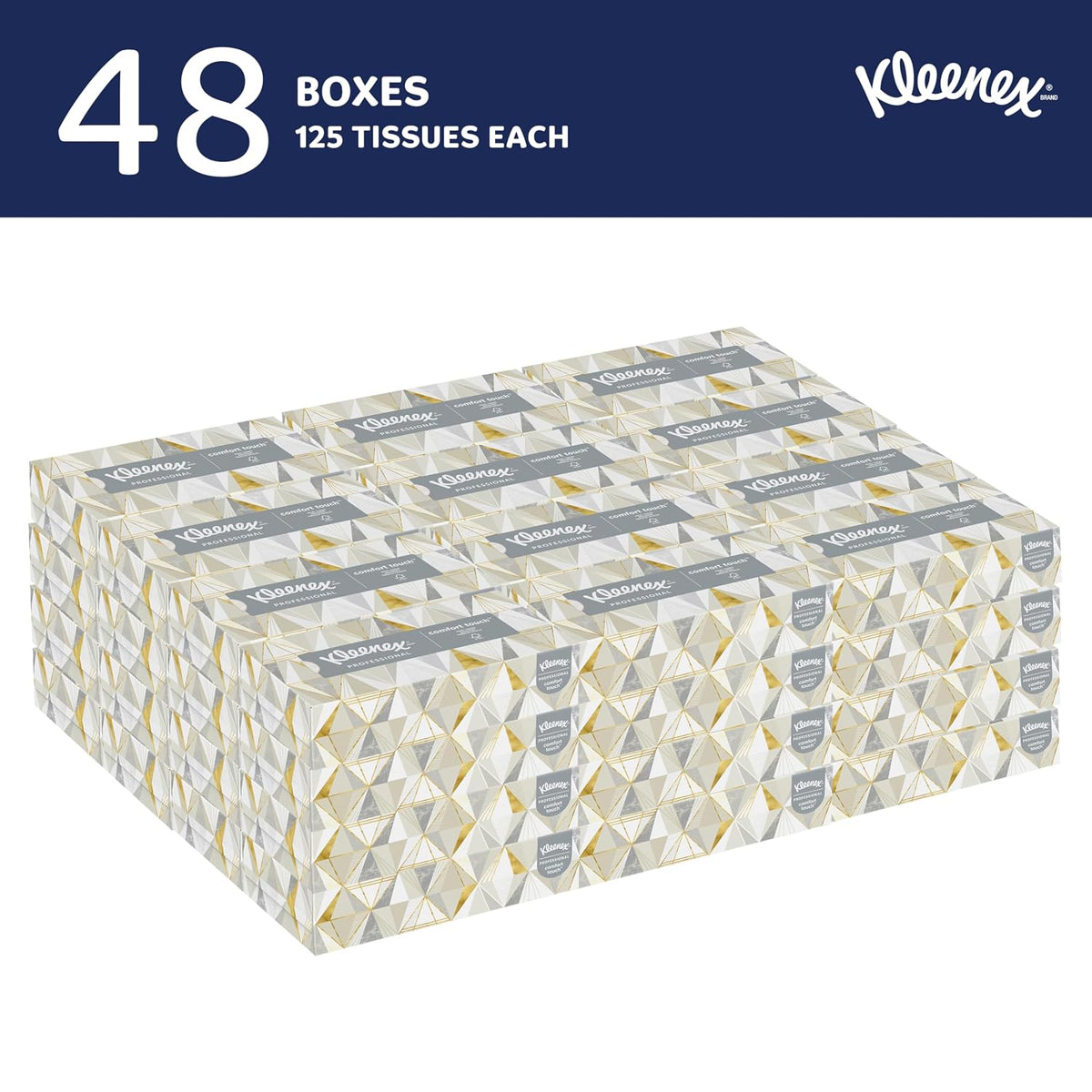 Kleenex Professional Facial Tissue, Bulk, 48 Boxes x 125 Tissues (21606)