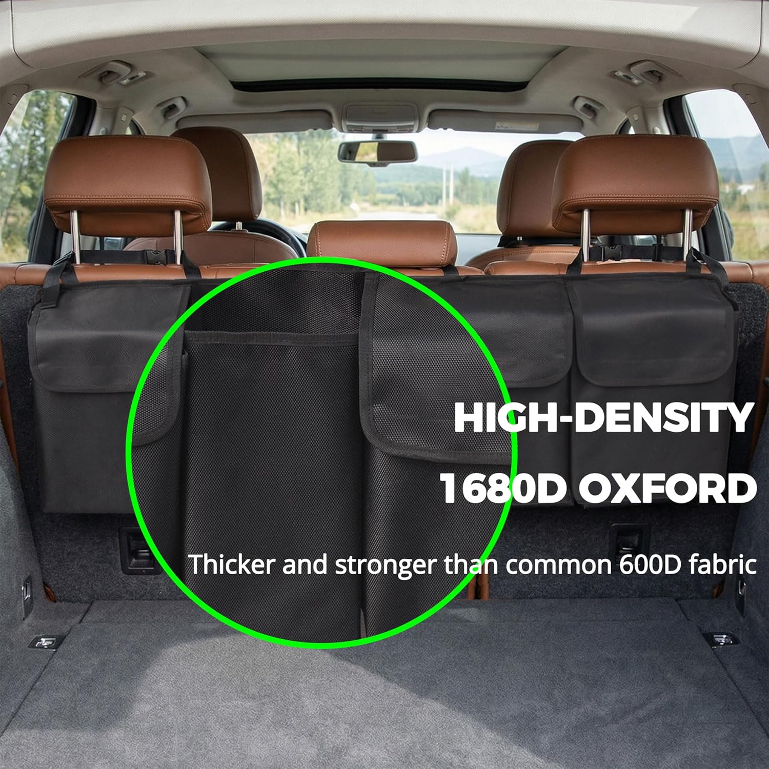 Hanging Trunk Organizer, Backseat Trunk Organizer for SUV, Hanging Car Storage Bag with Large Pockets for Sedan