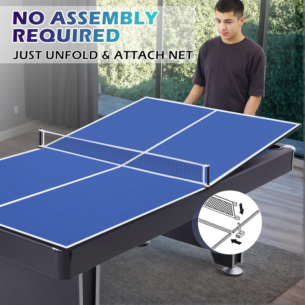 7FT Ping Pong Table Topper for Pool Table, Folding Table Tennis Top | Foldable Ping Pong Conversion Top for Pool