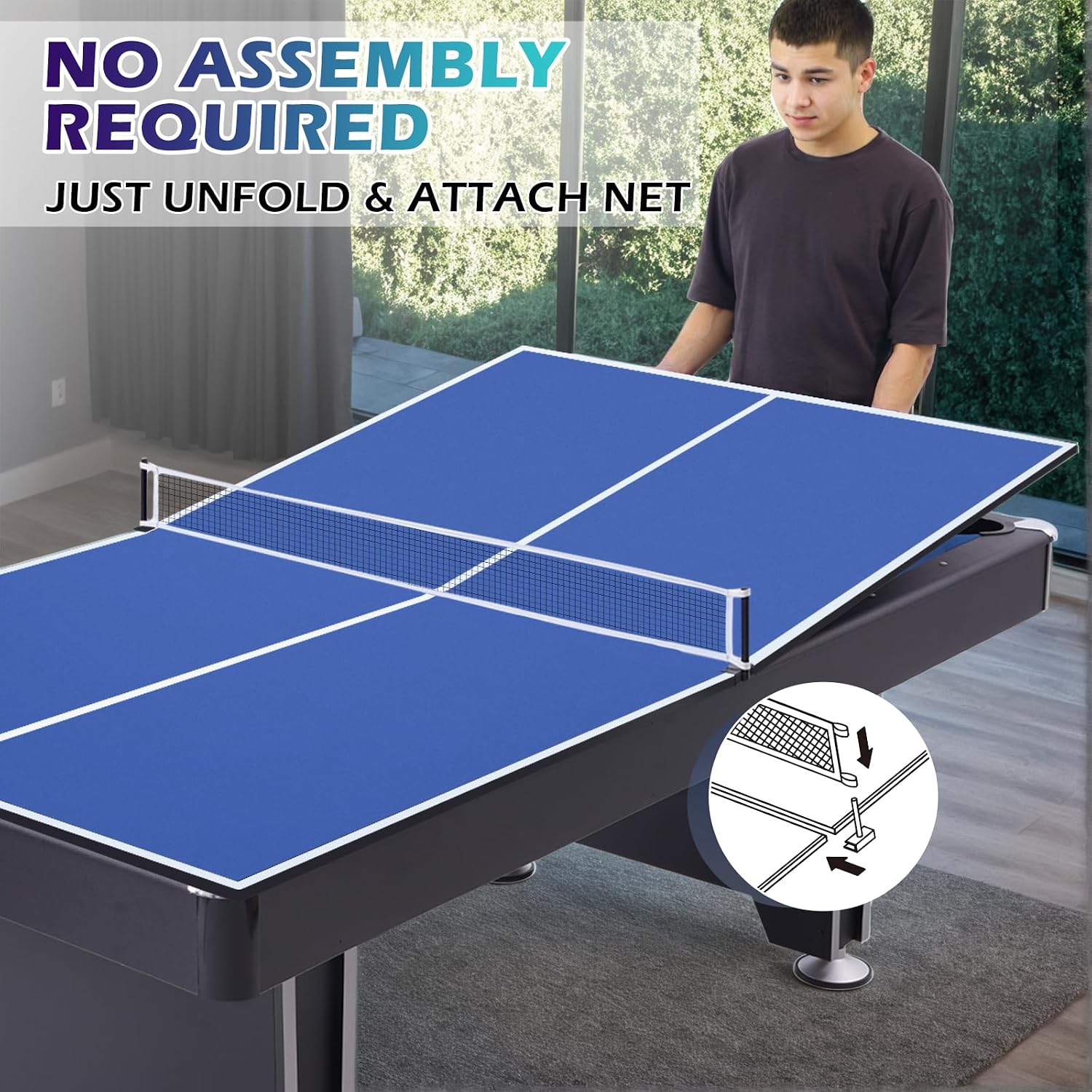 7FT Ping Pong Table Topper for Pool Table, Folding Table Tennis Top | Foldable Ping Pong Conversion Top for Pool