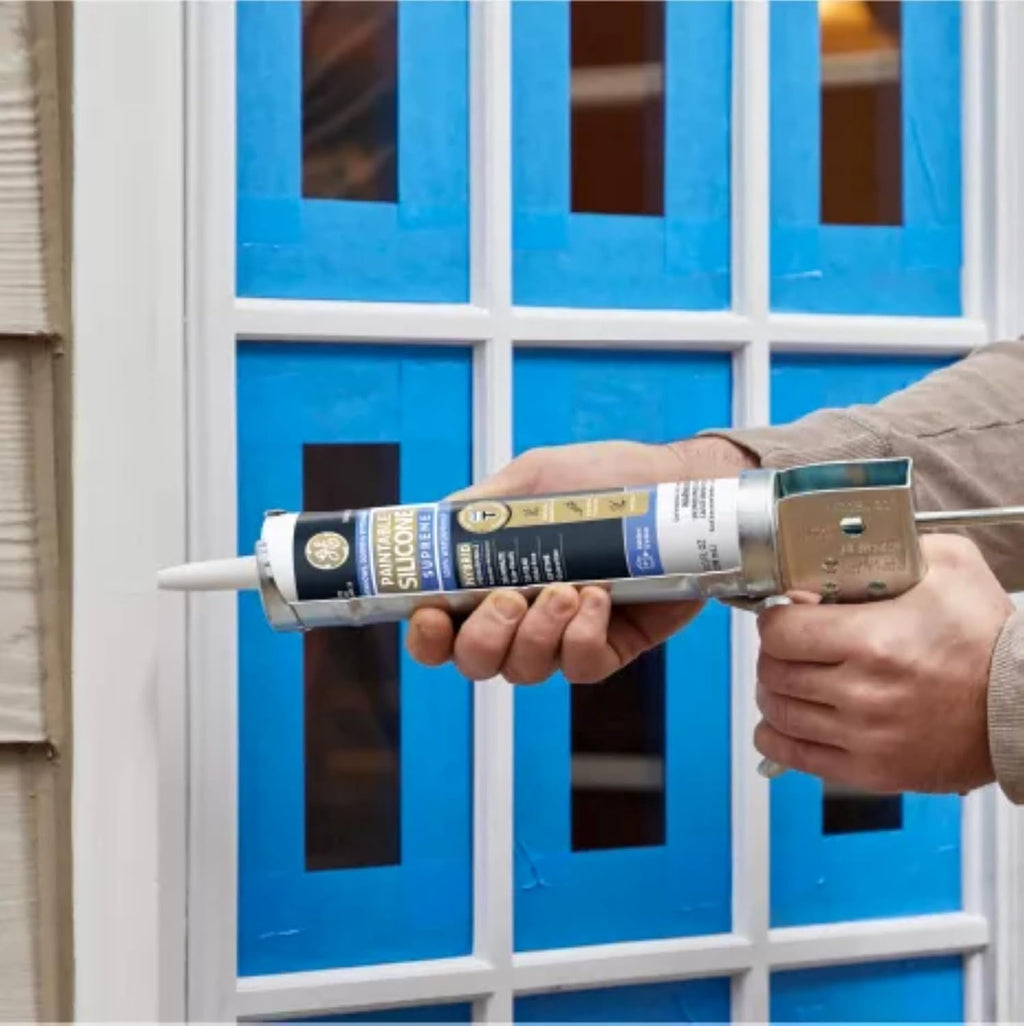 Supreme Paintable Silicone Caulk for Window & Door, White, 9.5 fl oz Cartridge, 1 Pack - 100% Waterproof Silicone