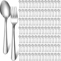 200 Pcs Forks and Spoons Silverware Set Bulk Stainless Steel Flatware Cutlery Set 6.7'' Kitchen Utensils for Home