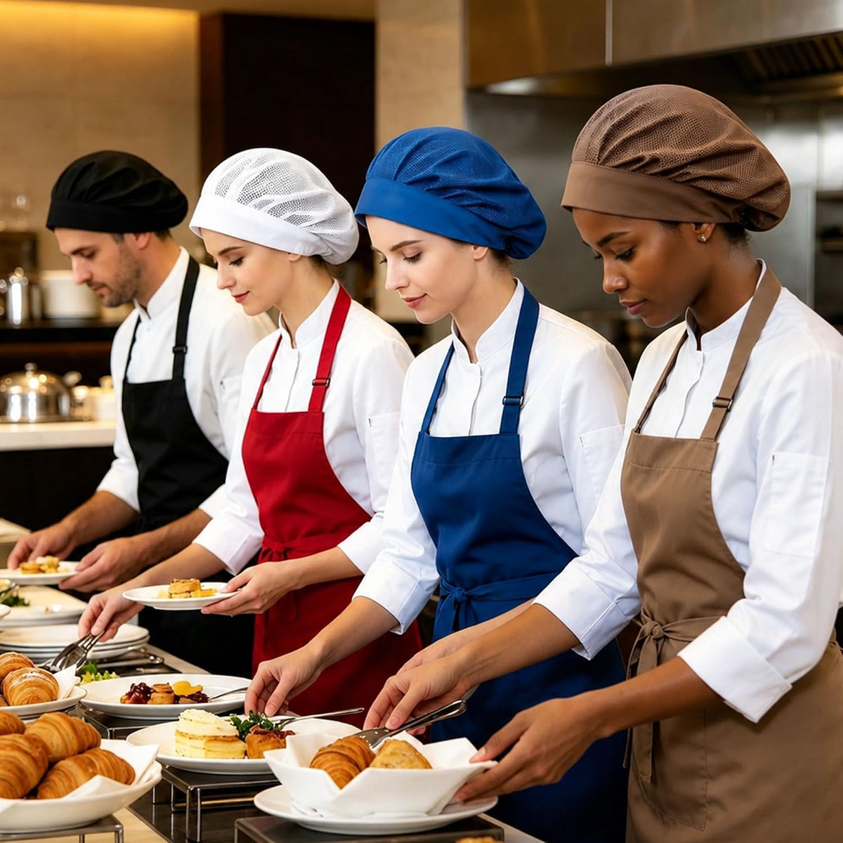 Chef Hat Kitchen Cooking Chef Cap Adjustable Food Service Hair Nets