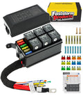 Fuse Relay Box, Relay Block Box Built-in Diodes 6 Way 12 AWG Pre-Wired Waterproof Relay Panel with Relays and