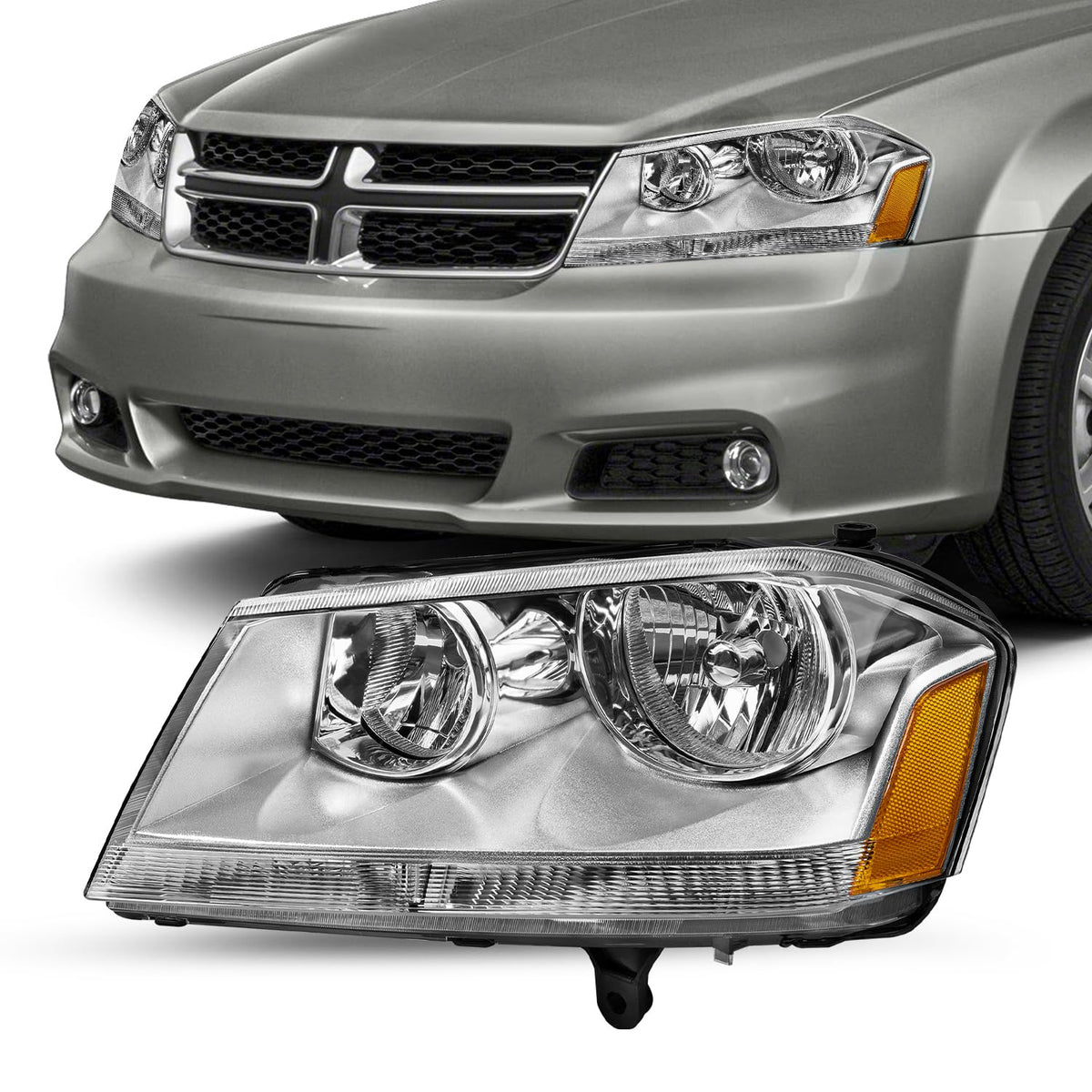 Halogen Headlight Assembly for 2008-2014 Dodge Avenger