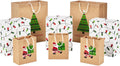Christmas Gift Bags, Assorted 8-Pack (Kraft, Santa, Lights, Tree)