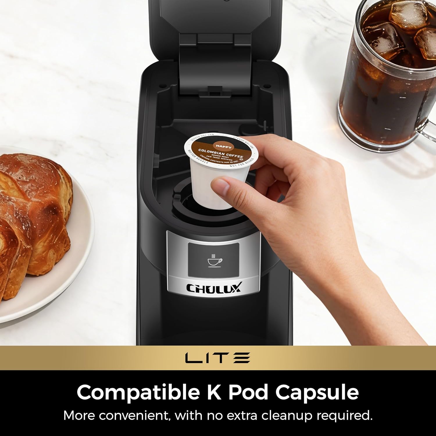 Lite Single Serve Coffee Maker for K Cup Capsule with One Touch Brew | Boiler Fast Heating System, Unique Split-Flow
