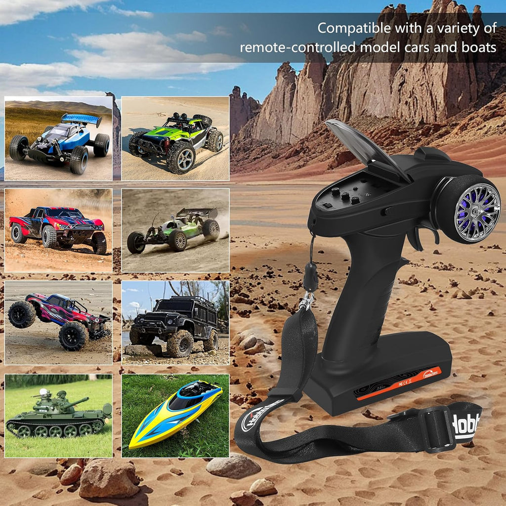 RC Radio System 3CH 2.4G RC Transmitter with Receiver and Lanyard Remote Controller for RC Car Crawler Boat