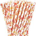 200Pcs Fall Thanksgiving Paper Straws Maple Leaf Disposable Straws Orange Yellow Maple Drinking Straws Autumn