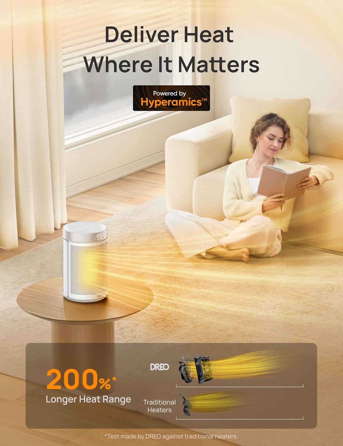 Space Heater, Portable Electric Heaters for Indoor Use with Remote | Adjustable Thermostat, 12H Timer, 5 Mode, 1500W