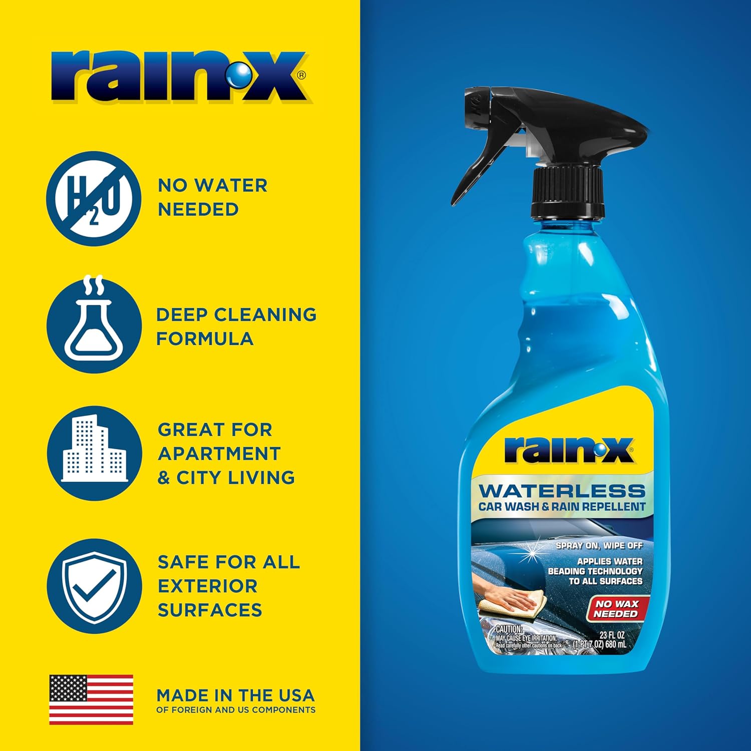 620143 Waterless Car Wash and Rain Repellent, 23 fl. oz. Rinseless Cleaner Spray for a Spot Free Finish, Perfect for