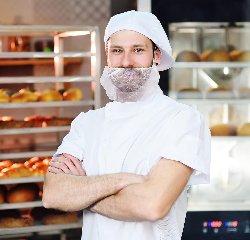 Disposable Beard Covers Protector, 19x9, White, 100 Pack