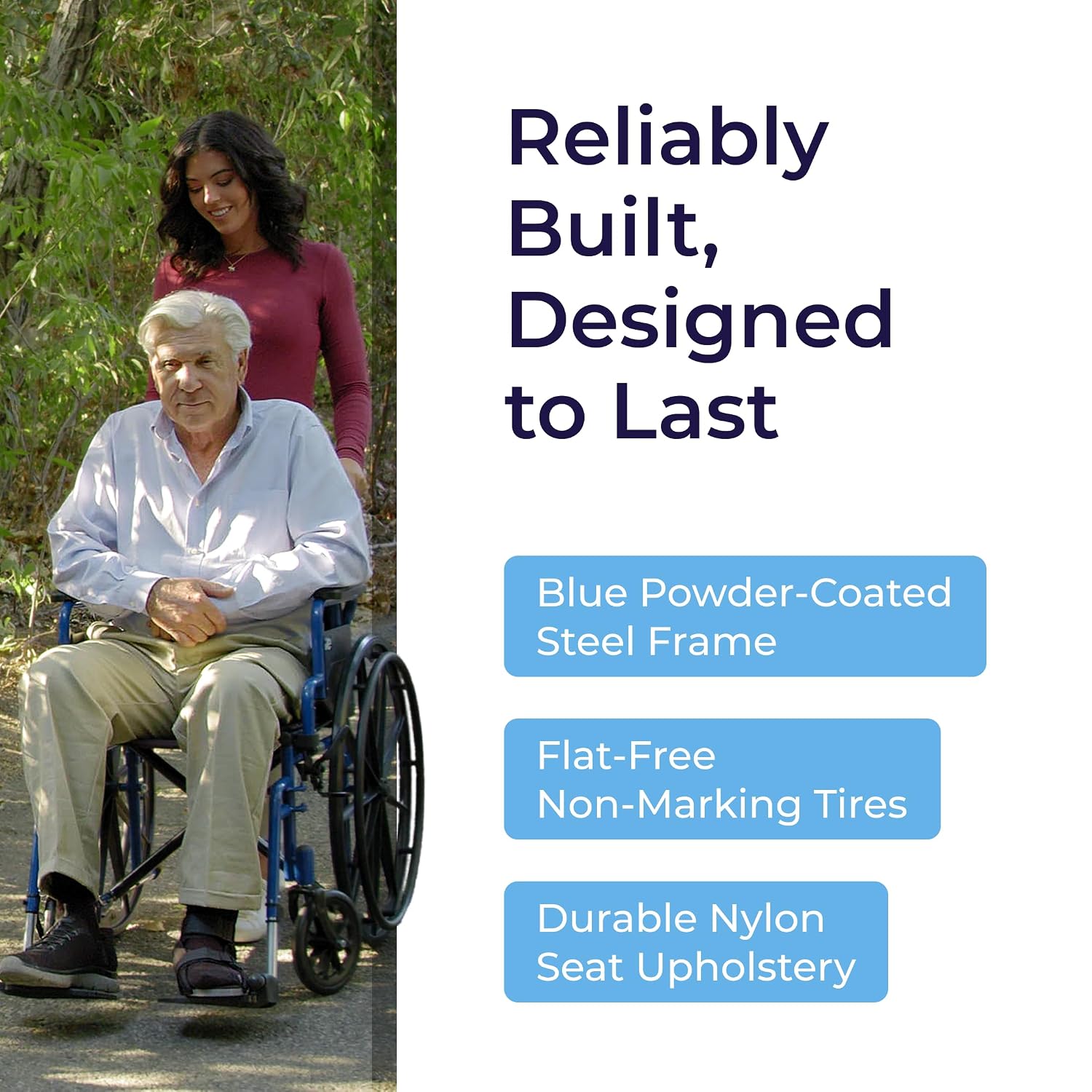 Blue Streak Foldable Wheelchair, Leg Rests, 18" Seat
