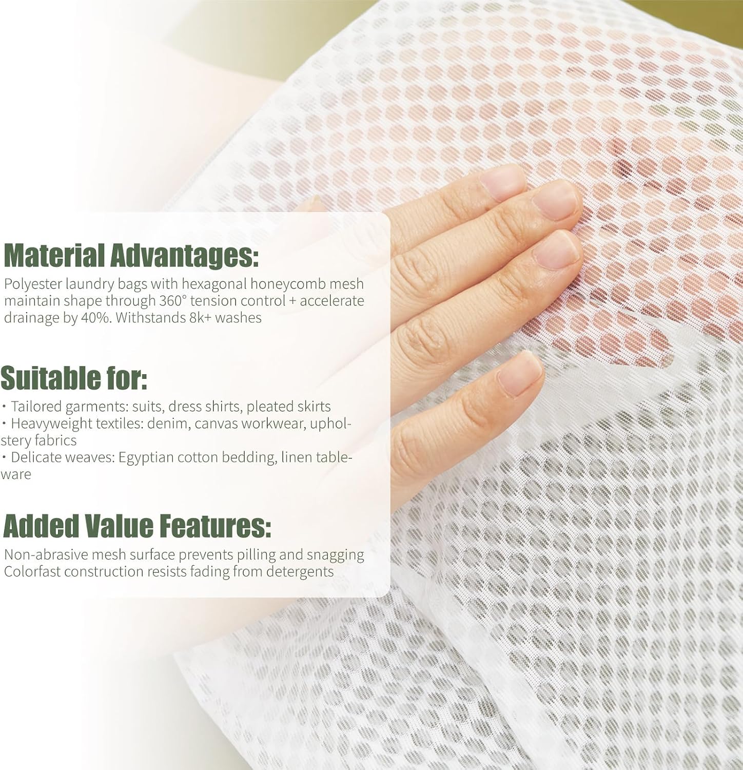 GWT 4Pcs 3D Mesh Laundry Bags with Hanging Handles (S/M/L/XL) - Durable Zippered Wash Bags for Delicates, Shoes &