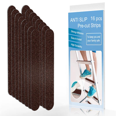 1" x 12" Brown Anti Slip Tape, 16pcs Non Slip Pre-Cut Strips