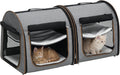 39" Portable Soft-Sided Cat Carrier, Two Compartments, Light Gray