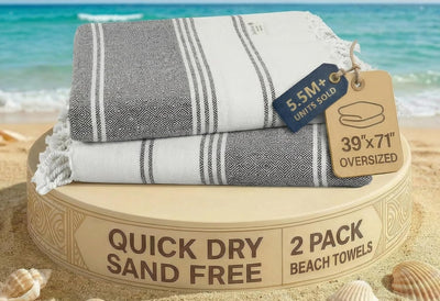 Beach Towel, 2 Pack Beach Towels Oversized, 39"x71", XL - Ebony | Quick Dry Pool Towels for Adults - Absorbent Sand