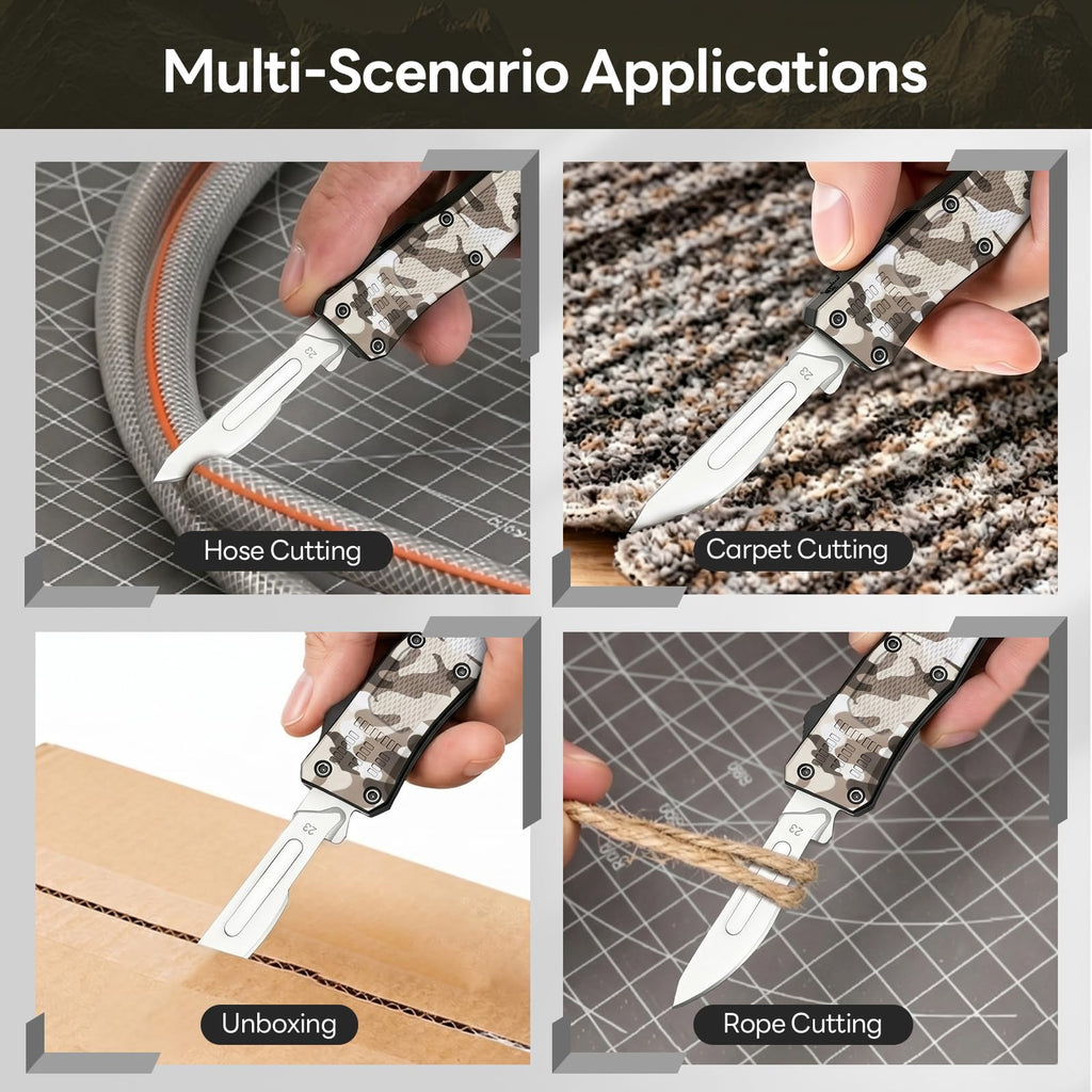 EDC Scalpel Knife Automatic Retractable Utility Knife Replaceable Blade