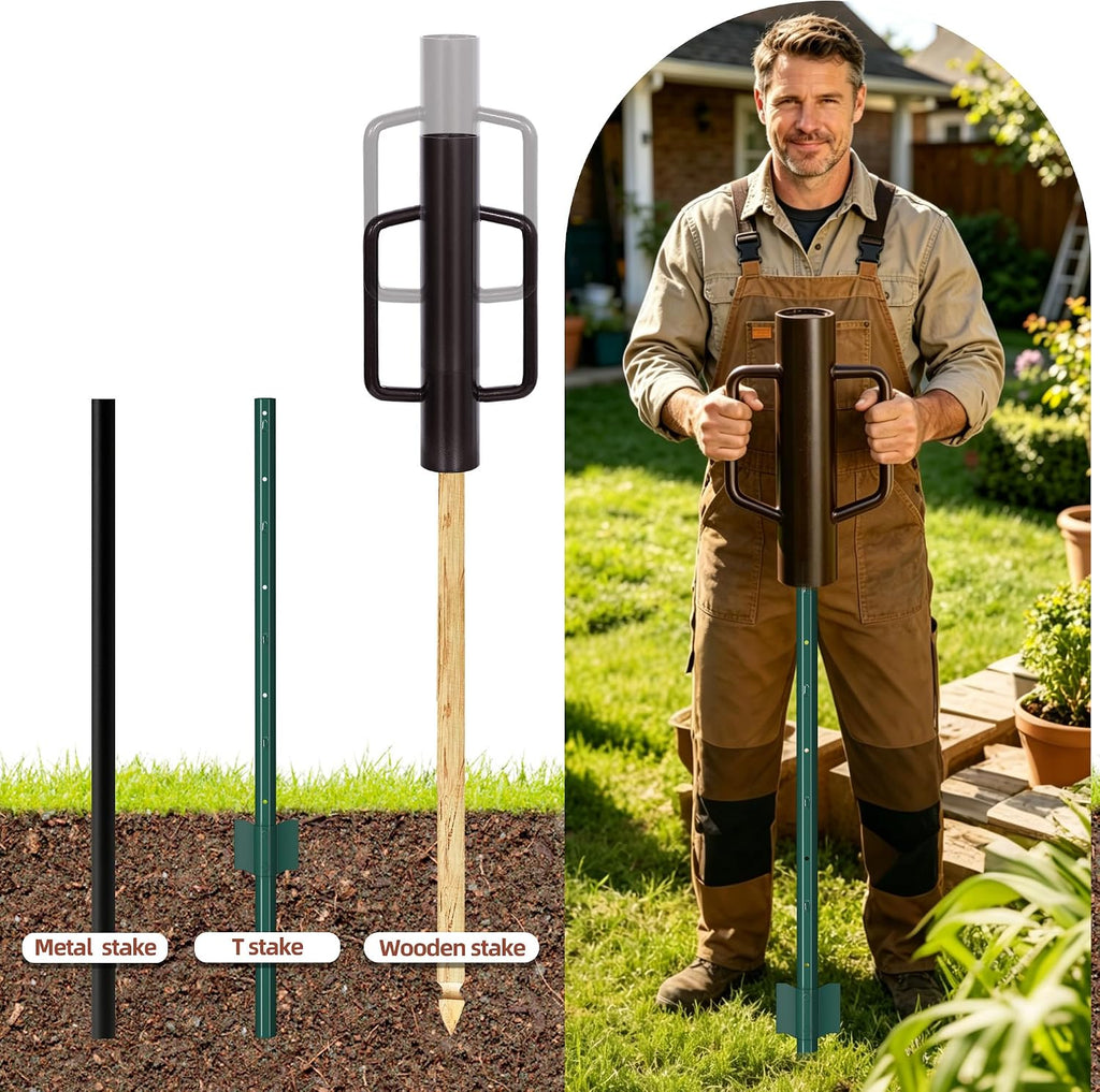 9.6LB Fence Post Driver with Handle,T Post Driver,16.8 Inch