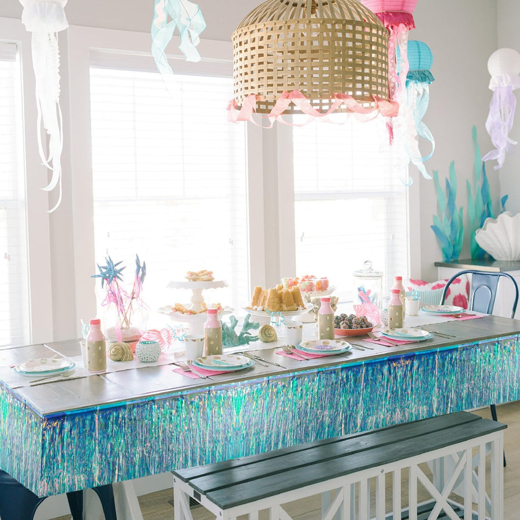 Iridescent Tinsel Garland 48FT - Birthday Decorations for Girls - Sparkle Party Streamers - Mermaid Unicorn Frozen