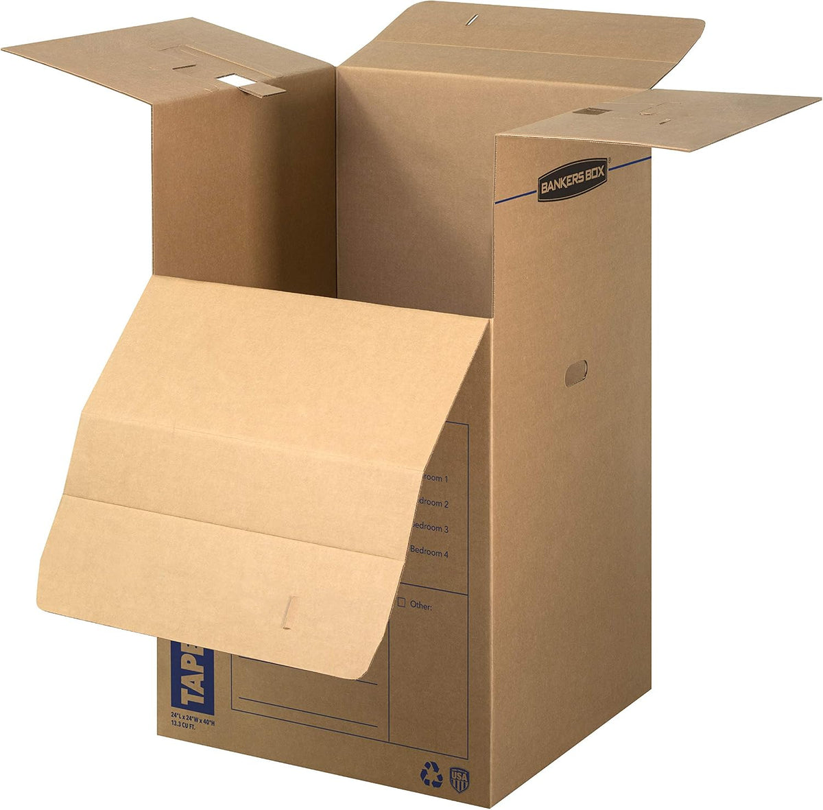 3-Pack Tall Tape-Free Wardrobe Moving Boxes, 24" x 24" x 40"